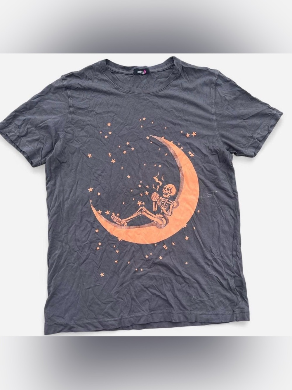 Women's Short Sleeve Tee - Charcoal with Orange Moon Graphic